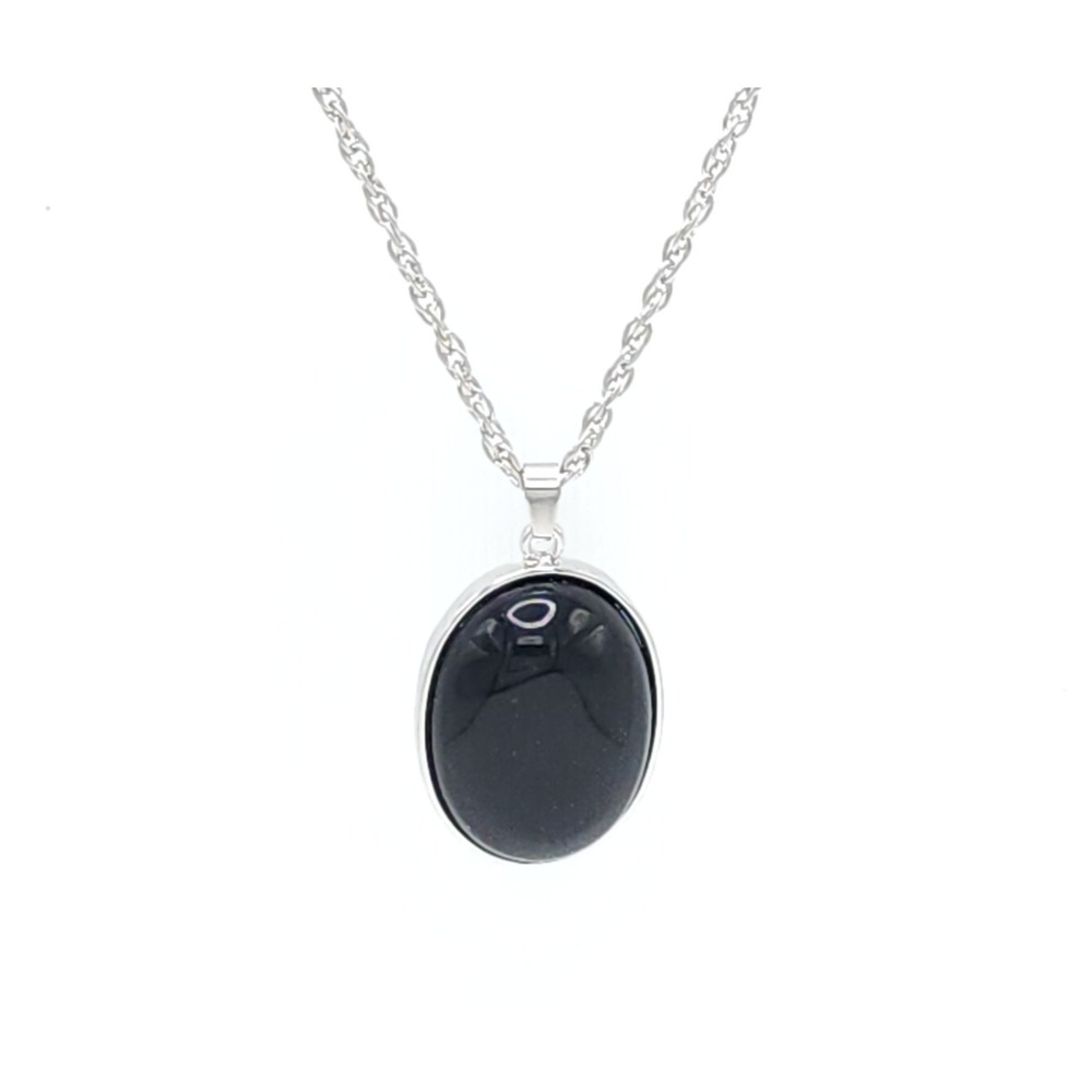 Red Velvet Bijoux Black Onyx Necklace Silver Rope Chain